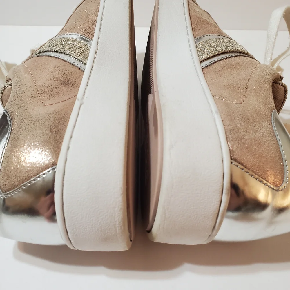 Michael Kors Keaton Stripe Metallic Mixed Leather Sneakers